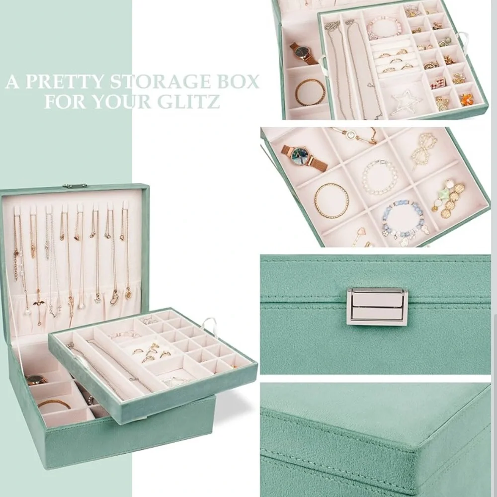 💎Elegant Turquoise Velvet Jewelry Organizer Box💎